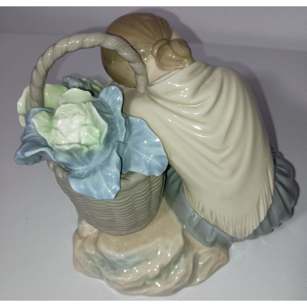 LLADRO Vintage/Rare-Little Green Grocer-Girl resting on vegetable basket glazed - Picture 3 of 8